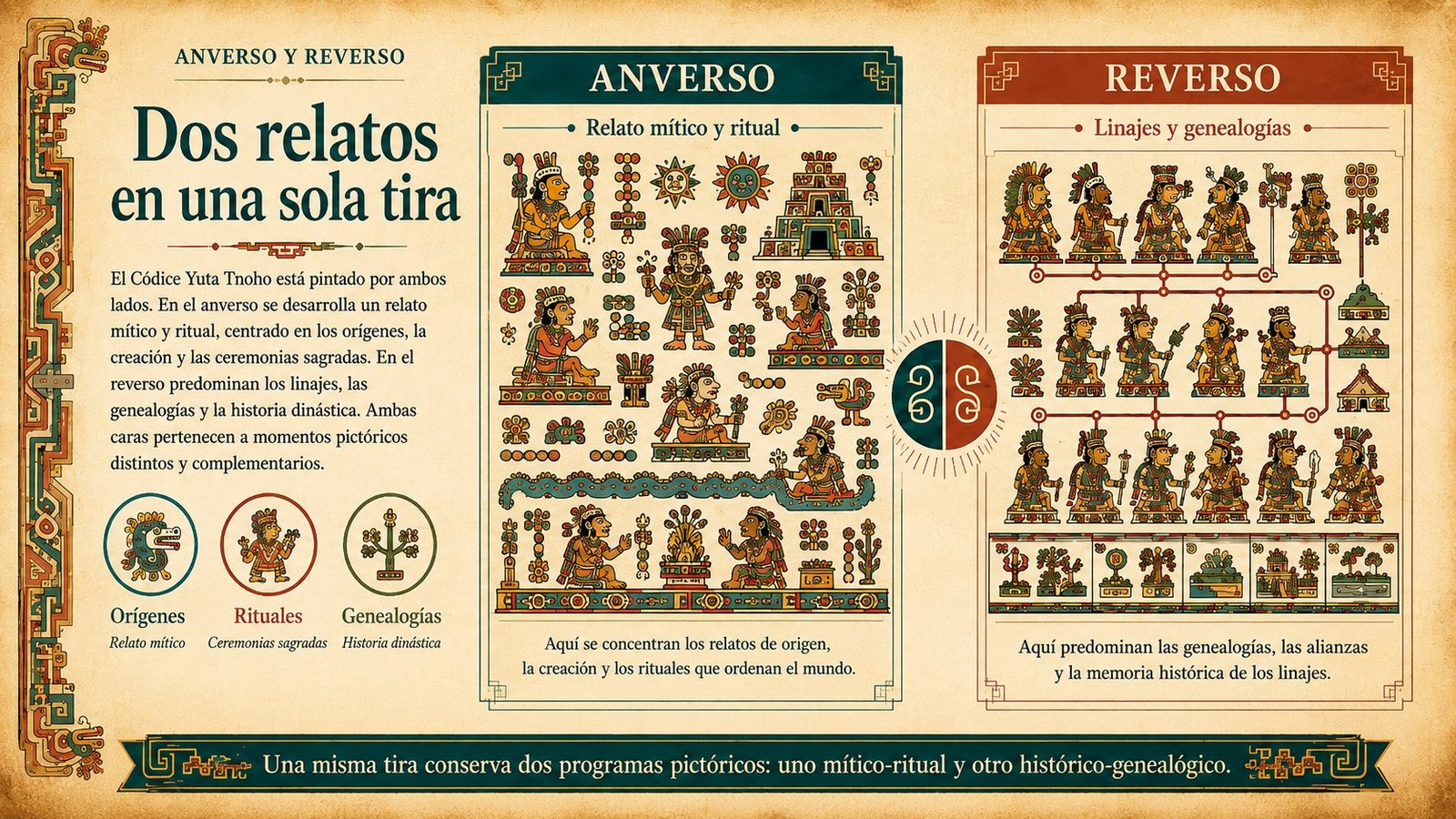 Infografia: anverso y reverso del Codice Yuta Tnoho